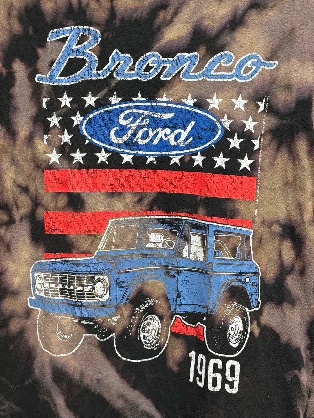 OLD NAVY Bleach Dyed Blue Bronco Graphic Tee L 14/16